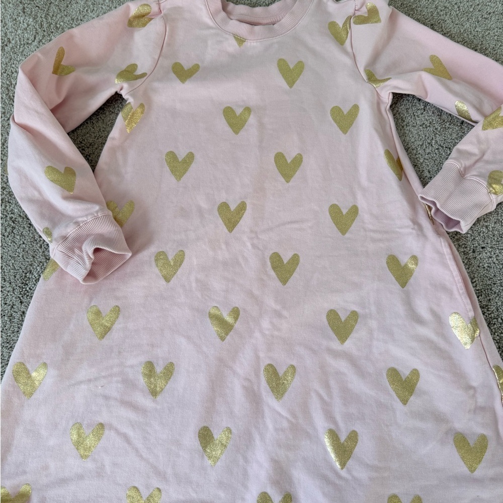 Hanna Andersson Pink and Gold Heart Dress 140/10